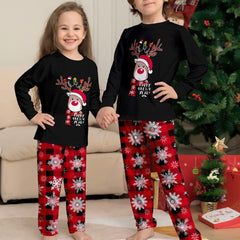 Black Christmas Family Matching Pajamas Set | Cartoon Snowflake Reindeer Print | Holiday Sleepwear for Families - Coscosmos