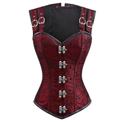 Black Lace - Up Sleeveless Corset | 12 Steel Boned Waist Trainer with Double Chain Buckles for Slimming | Coscomos - Coscosmos