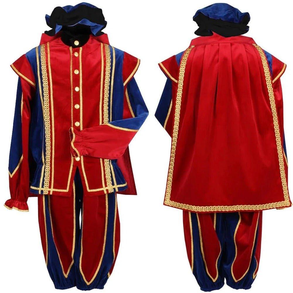 Black Peter Cosplay Costume for Men - Traditional Tudor Velvet Festival Outfit with Ball Gown - Coscosmos