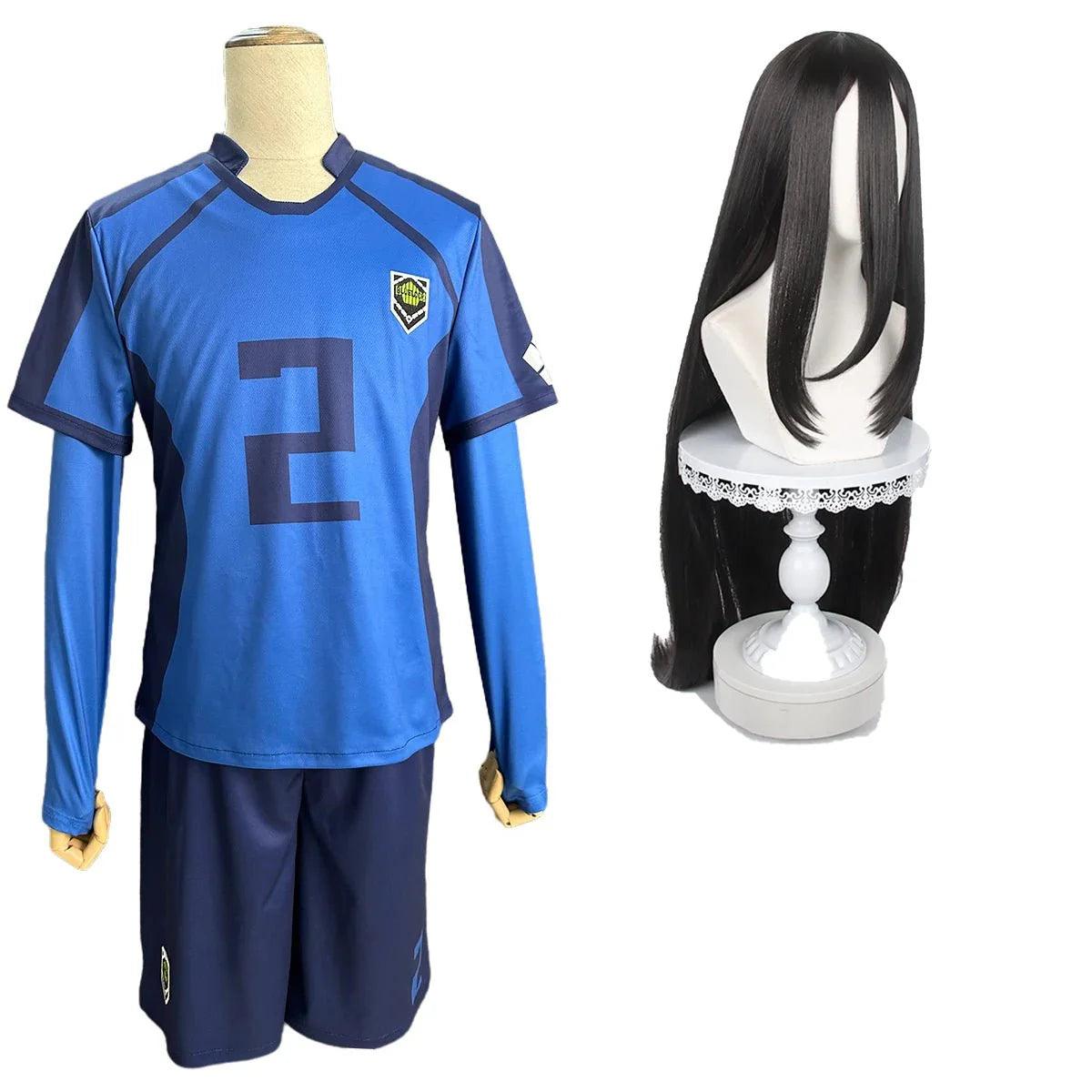 Blue Lock Anime Aryu No.2 Cosplay Costume Wig Football Soccer Team Uniform Embroidery Logo Daily Sport Wearing Rose Net - Coscosmos