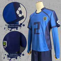 Blue Lock Anime Aryu No.2 Cosplay Costume Wig Football Soccer Team Uniform Embroidery Logo Daily Sport Wearing Rose Net - Coscosmos