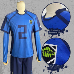 Blue Lock Anime Aryu No.2 Cosplay Costume Wig Football Soccer Team Uniform Embroidery Logo Daily Sport Wearing Rose Net - Coscosmos