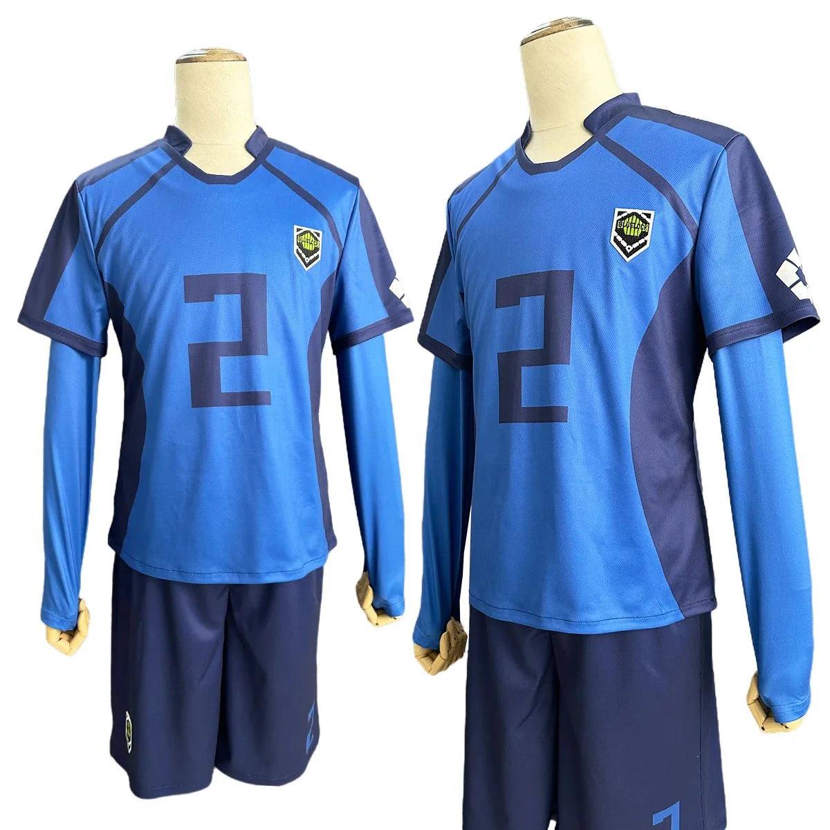 Blue Lock Anime Aryu No.2 Cosplay Costume Wig Football Soccer Team Uniform Embroidery Logo Daily Sport Wearing Rose Net - Coscosmos