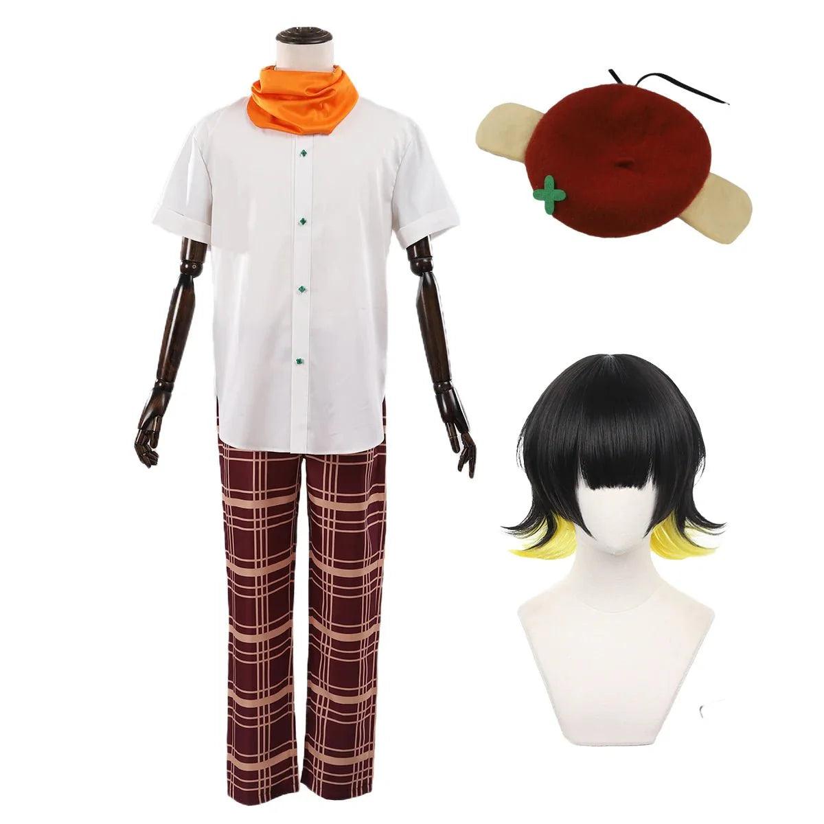 Blue Lock Anime Bachira Cosplay Costume Wig Casual Wearing Cute Shirt Pants Scarf Hat Rose Net Sythetic Party Outfit Gift - Coscosmos