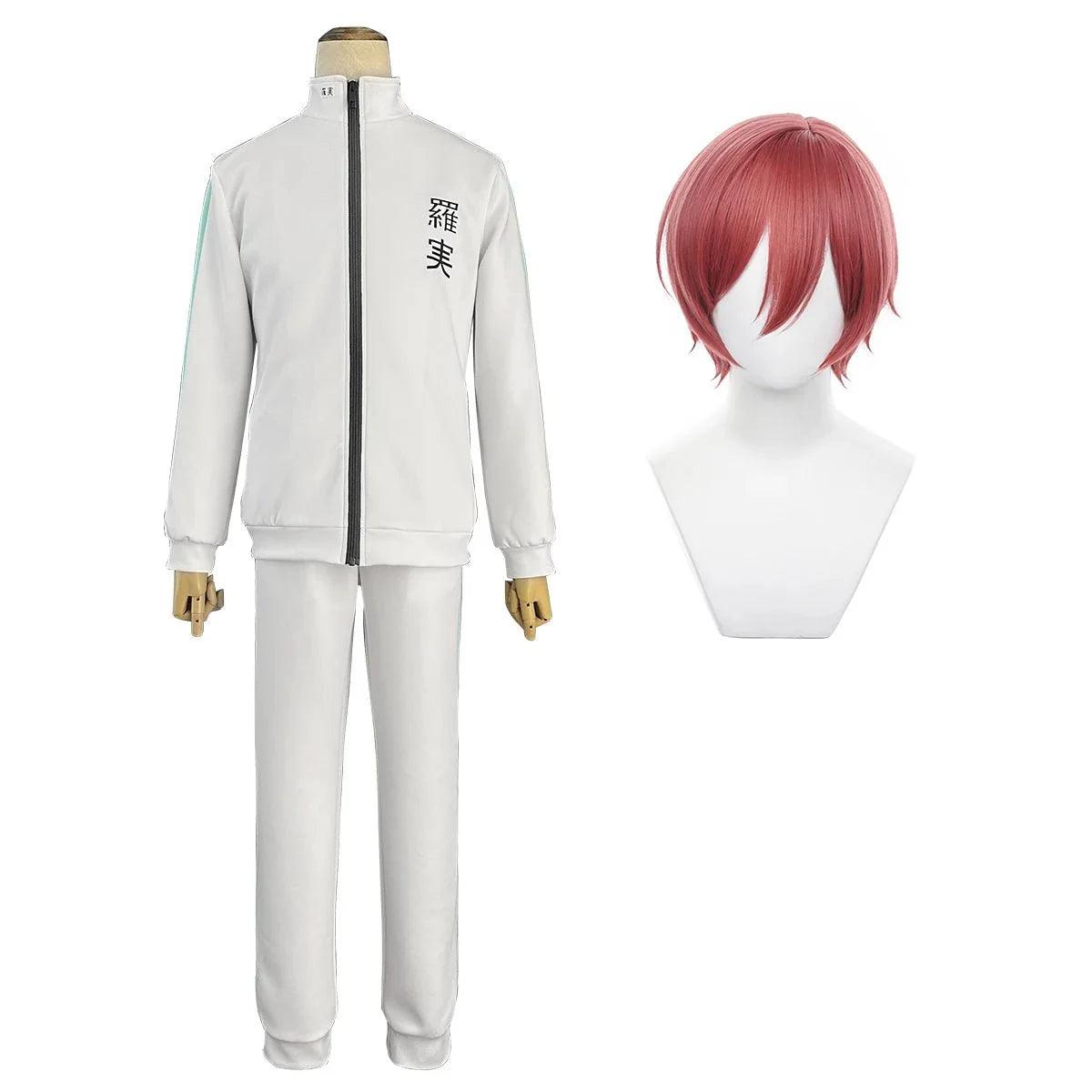 Blue Lock Anime Chigiri Cosplay Costume Wig Sports School Uniform Full - Zip Tracksuit Sweatshirt Rose Net Synthetic Fibers - Coscosmos