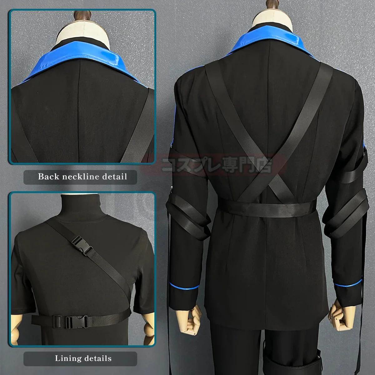 Blue Lock Anime Chigiri Cosplay Costume Wig Style Jacket Pants Black Blue Color Outfit Rose Net Synthetic Fiber - Coscosmos