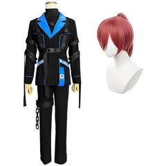 Blue Lock Anime Chigiri Cosplay Costume Wig Style Jacket Pants Black Blue Color Outfit Rose Net Synthetic Fiber - Coscosmos