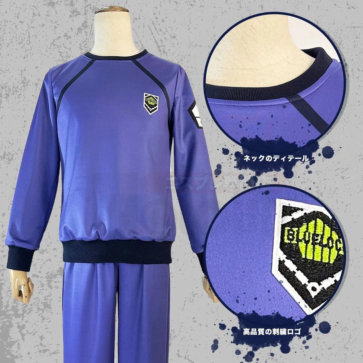 Blue Lock Anime Cosplay Costume Pajamas Reo Nagi Bachira Isagi Chigiri Nightclothes Embroidery Chest Logo - Coscosmos