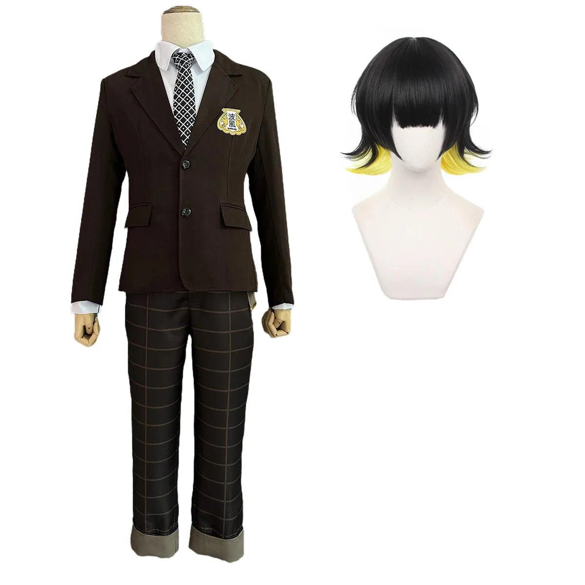 Blue Lock Anime Cosplay Costume Wig Bachira NAMIKAZE High School Uniform DK Embroidery Logo Suit Rose Net Sythetic Fibers - Coscosmos