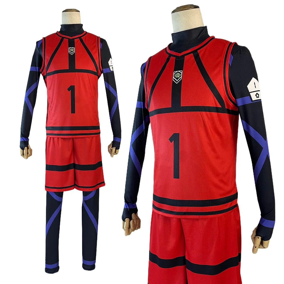 Blue Lock Anime Cosplay Costume Wig Reo Nagi Rin Kunigam Red Football Training Uniform Daily Wear Rose Net Sythetic - Coscosmos