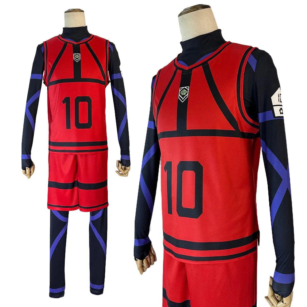 Blue Lock Anime Cosplay Costume Wig Reo Nagi Rin Kunigam Red Football Training Uniform Daily Wear Rose Net Sythetic - Coscosmos