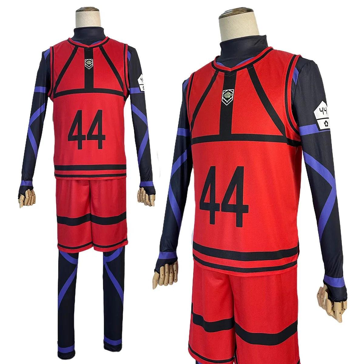 Blue Lock Anime Cosplay Costume Wig Reo Nagi Rin Kunigam Red Football Training Uniform Daily Wear Rose Net Sythetic - Coscosmos