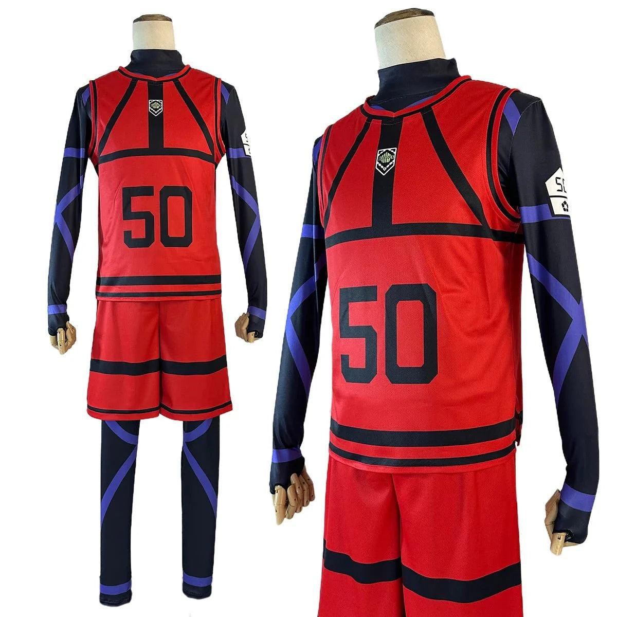 Blue Lock Anime Cosplay Costume Wig Reo Nagi Rin Kunigam Red Football Training Uniform Daily Wear Rose Net Sythetic - Coscosmos