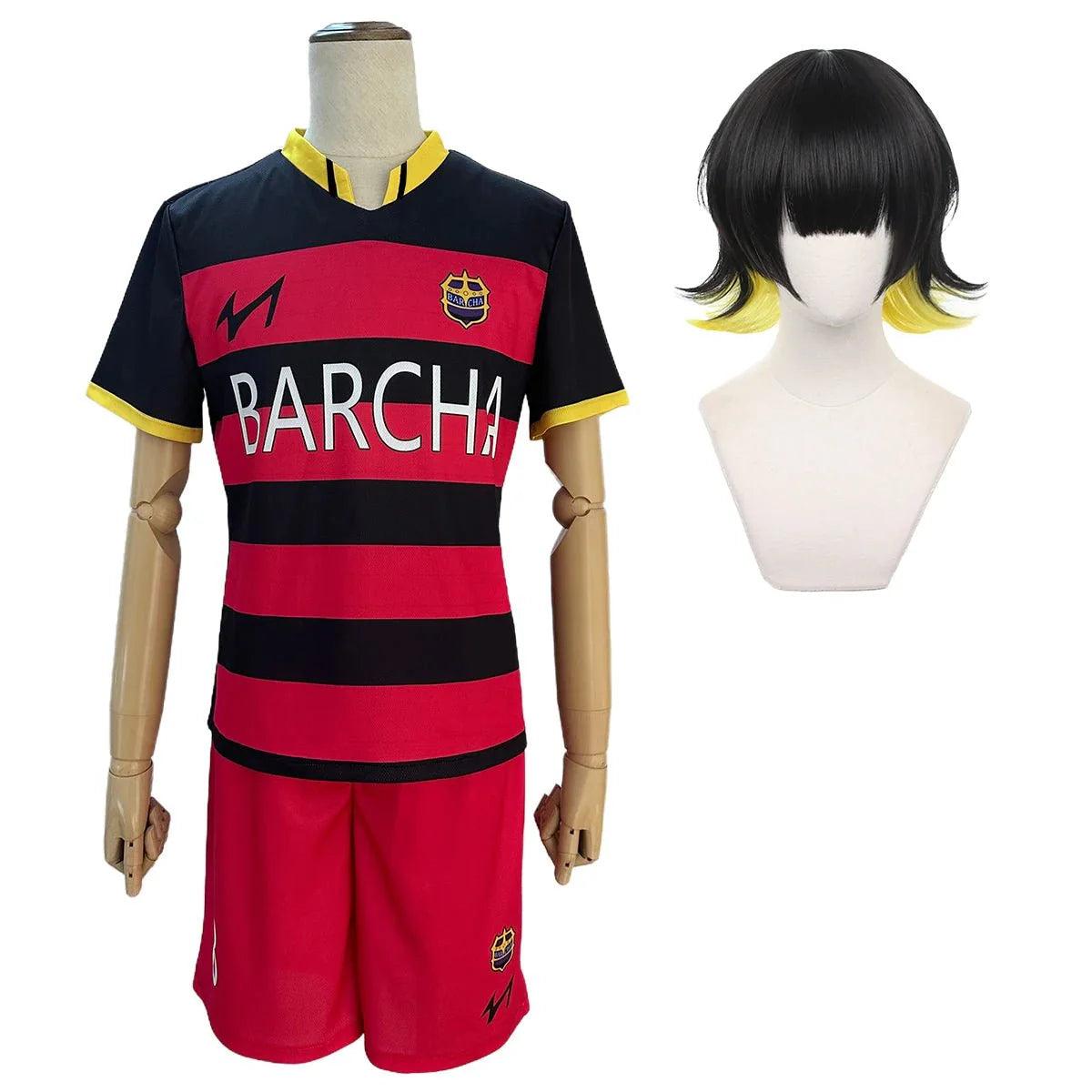 Blue Lock Anime FC Barcha Bachira Otoya Lavinho Cosplay Costume Wig Embroidery Football Uniform Halloween 3PCS Set - Coscosmos