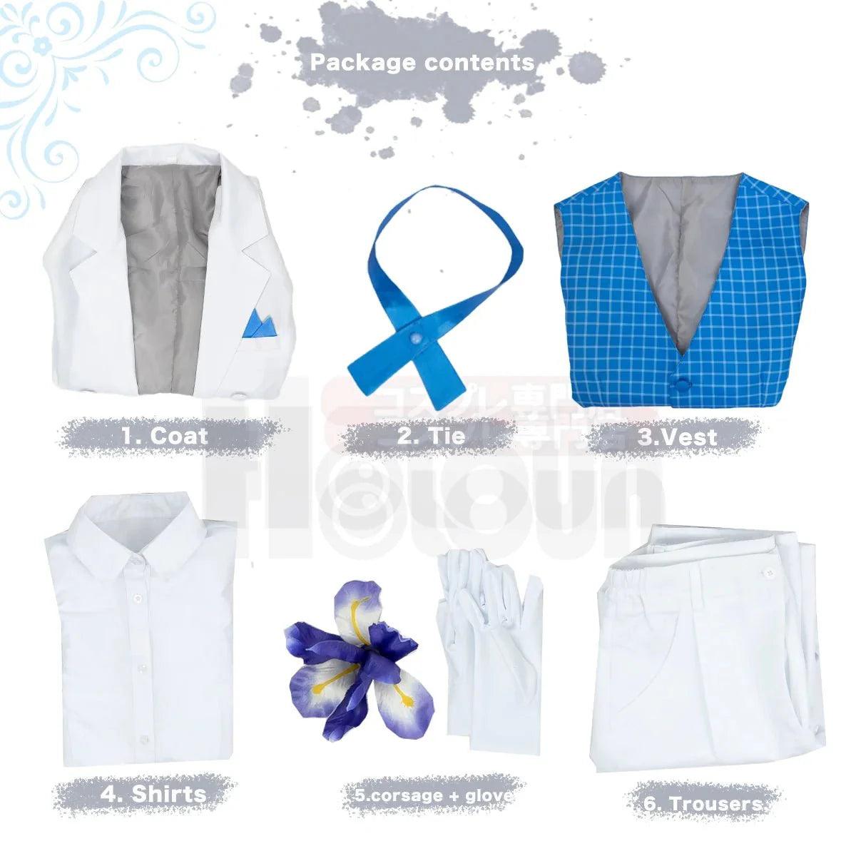 Blue Lock Anime Isagi Cosplay Costume Exhibition Tuxedo Tailcoat Suit Uniform Corsage Party Gift - Coscosmos