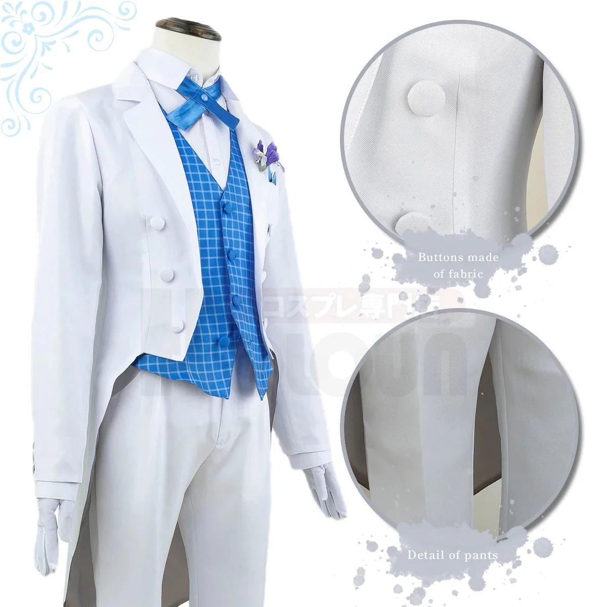 Blue Lock Anime Isagi Cosplay Costume Exhibition Tuxedo Tailcoat Suit Uniform Corsage Party Gift - Coscosmos