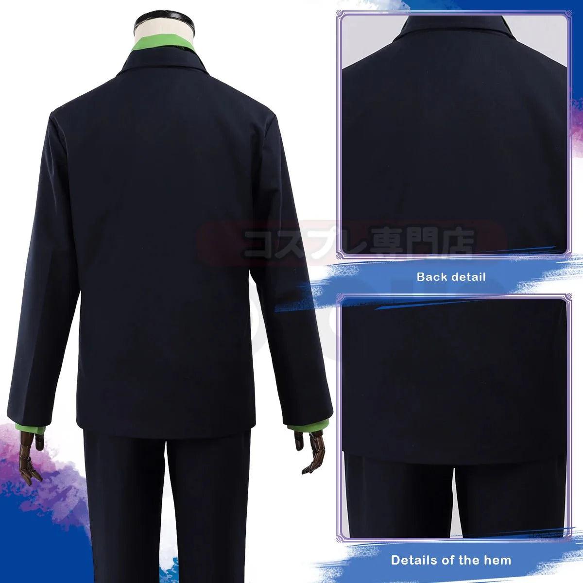 Blue Lock Anime Isagi Cosplay Costume Wig Green Shirt Black Suit Pants Daily Wearing Outfit Rose Net Synthetic Fiber Gift - Coscosmos