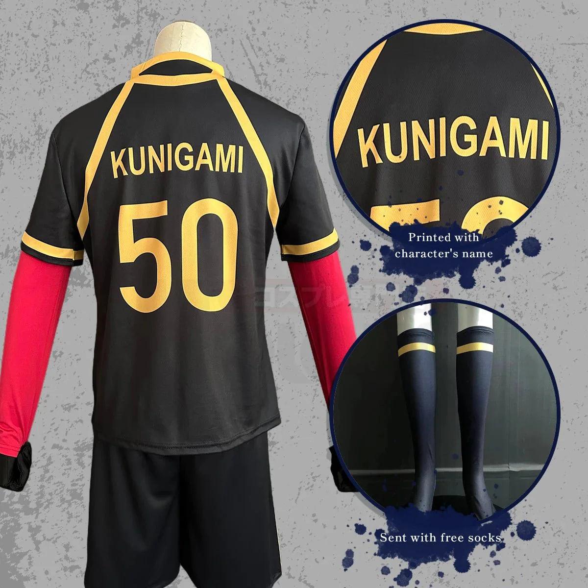 Blue Lock Anime Kunigami Rensuke Cosplay Costume Wig Jersey Bastard Munchen NO.50 Embroidery Football Uniform - Coscosmos