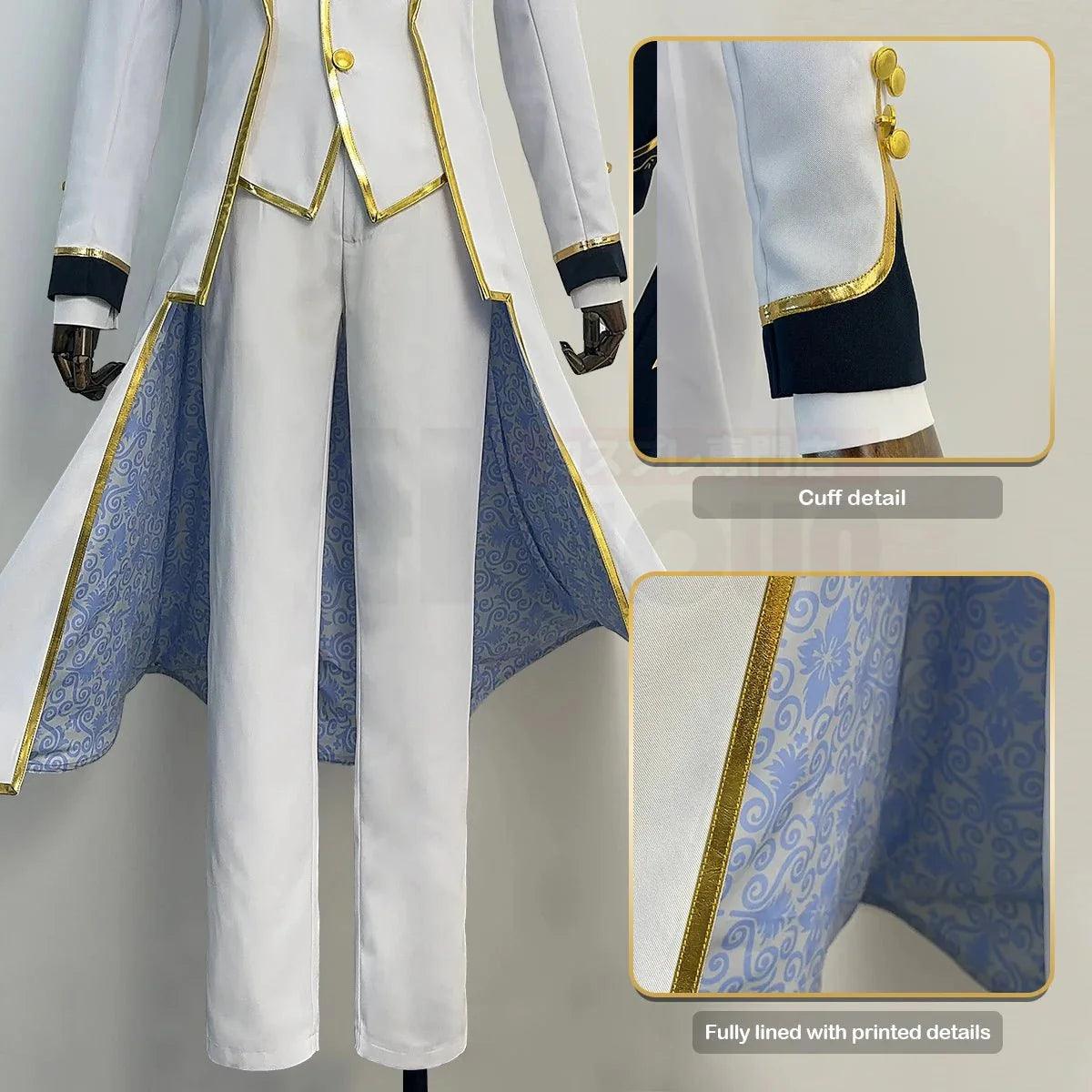 Blue Lock Anime NAGI Cosplay Costume Wig Angels and Demons Series Coat Pants White Uniform Rose Net Cos Convention - Coscosmos