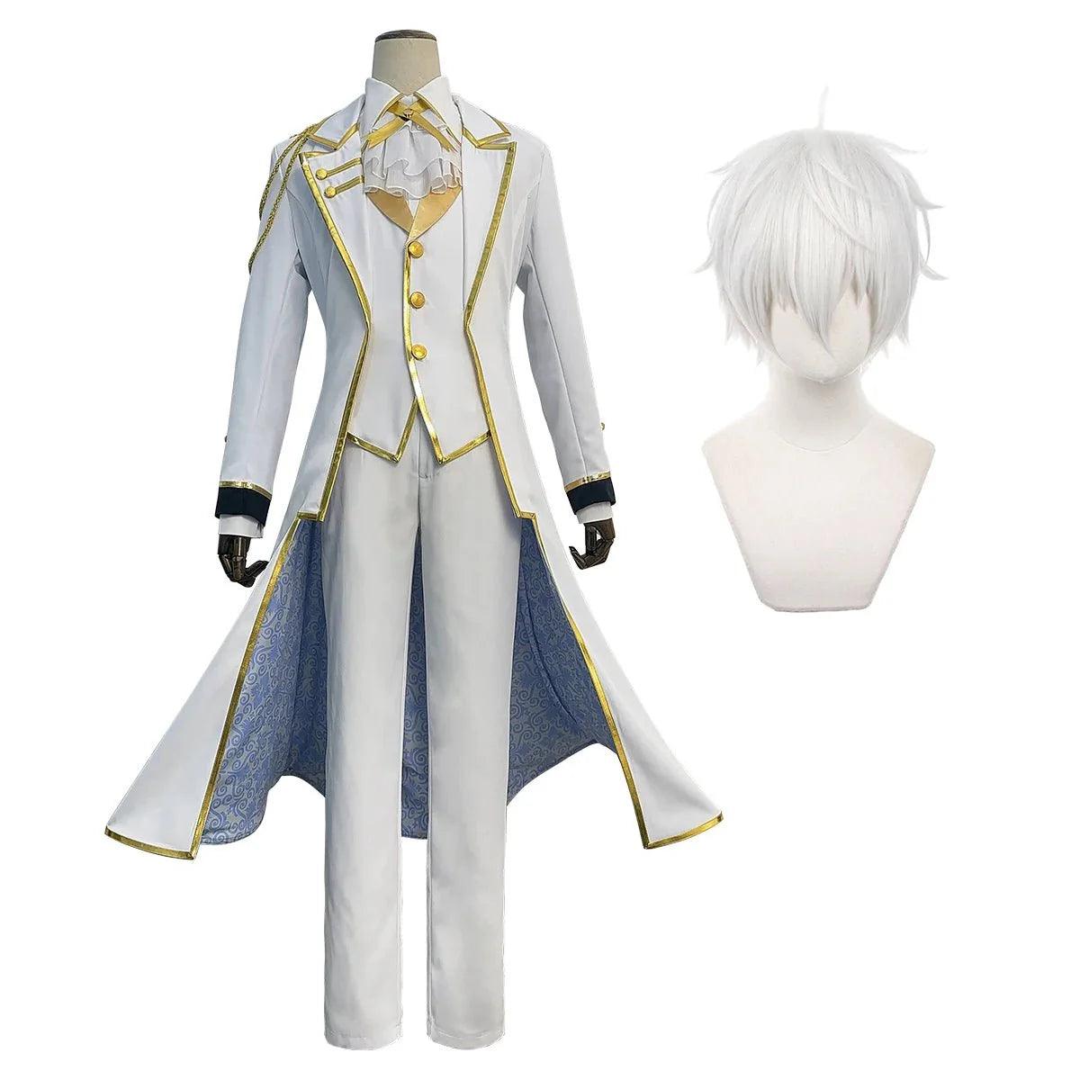 Blue Lock Anime NAGI Cosplay Costume Wig Angels and Demons Series Coat Pants White Uniform Rose Net Cos Convention - Coscosmos