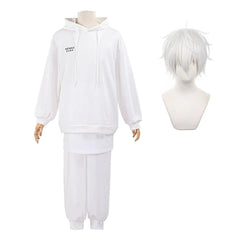 Blue Lock Anime Nagi Cosplay Costume Wig Hoodie Casual Daily Wearing White Pants Hem Overlay Rose Net Synthetic Fiber - Coscosmos