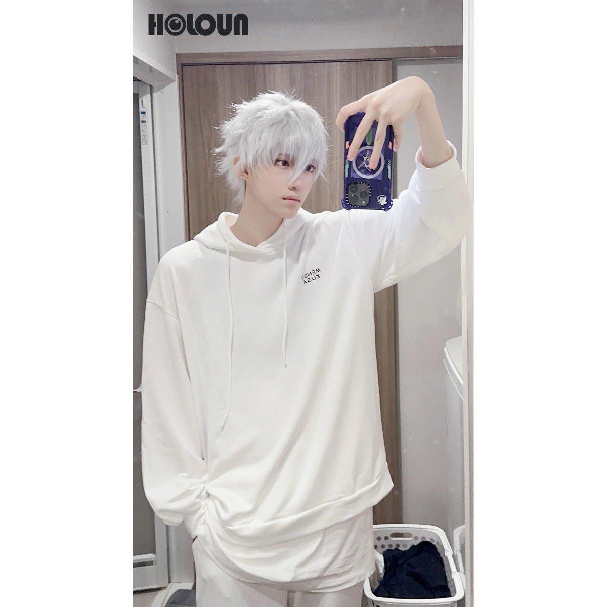 Blue Lock Anime Nagi Cosplay Costume Wig Hoodie Casual Daily Wearing White Pants Hem Overlay Rose Net Synthetic Fiber - Coscosmos