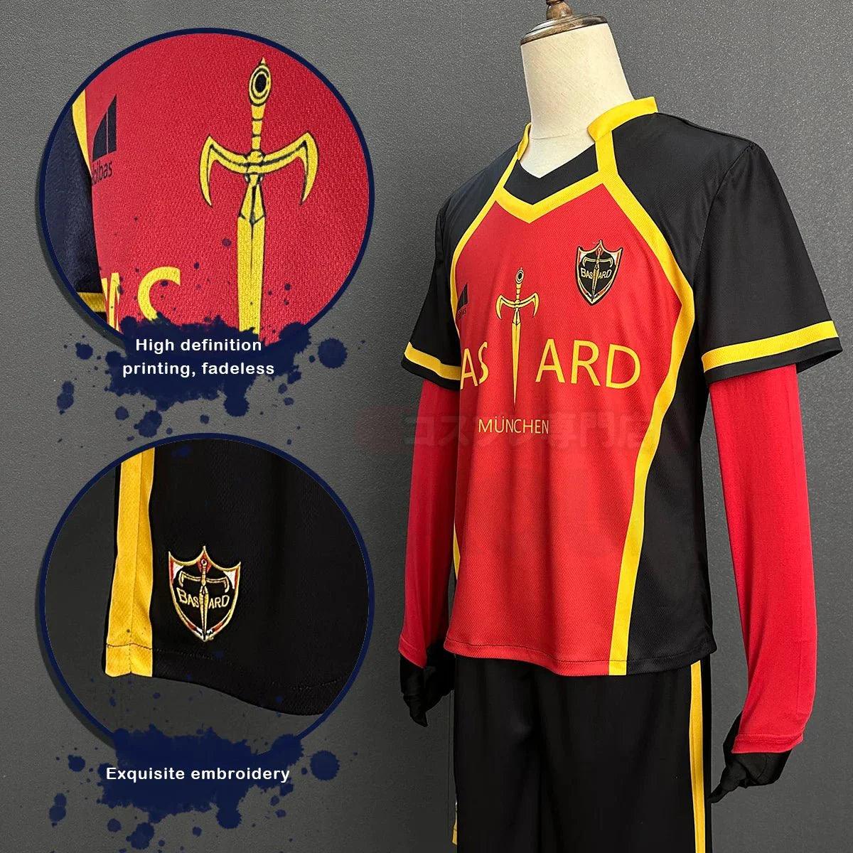 Blue Lock Anime Noel Noa Cosplay Costume Bastard Munchen Red NO.9 Embroidery Football Uniform Daily Sport Wearing Gift - Coscosmos