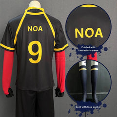 Blue Lock Anime Noel Noa Cosplay Costume Bastard Munchen Red NO.9 Embroidery Football Uniform Daily Sport Wearing Gift - Coscosmos