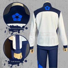 Blue Lock Anime Reo Nagi Bachira Isagi Chigir Cosplay Costume Full - Zip Pocket Sportswear Tracksuit Embroidery Hoodie - Coscosmos