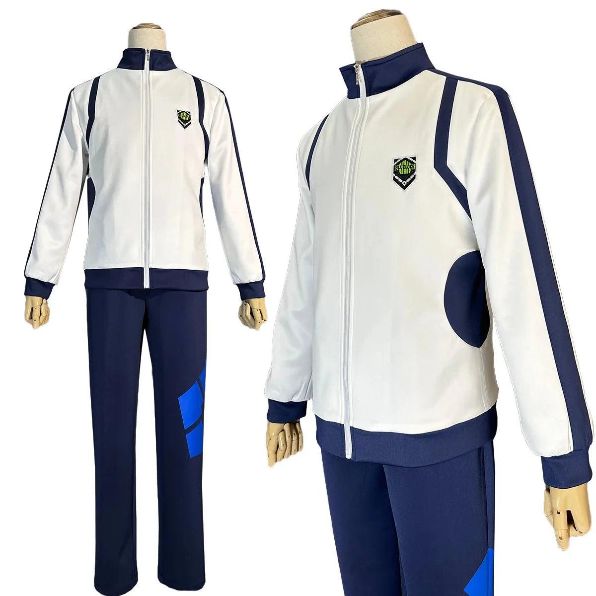 Blue Lock Anime Reo Nagi Bachira Isagi Chigir Cosplay Costume Full - Zip Pocket Sportswear Tracksuit Embroidery Hoodie - Coscosmos