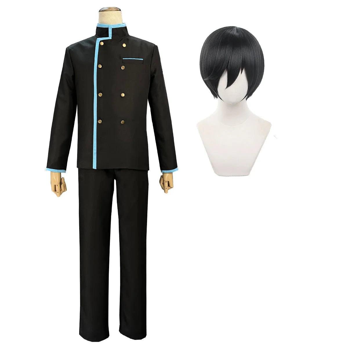 Blue Lock Anime Rin Itoshi Cosplay Costume Wig High School Uniform DK Embroidery Logo Coat Pants Rose Net Sythetic Fibers - Coscosmos