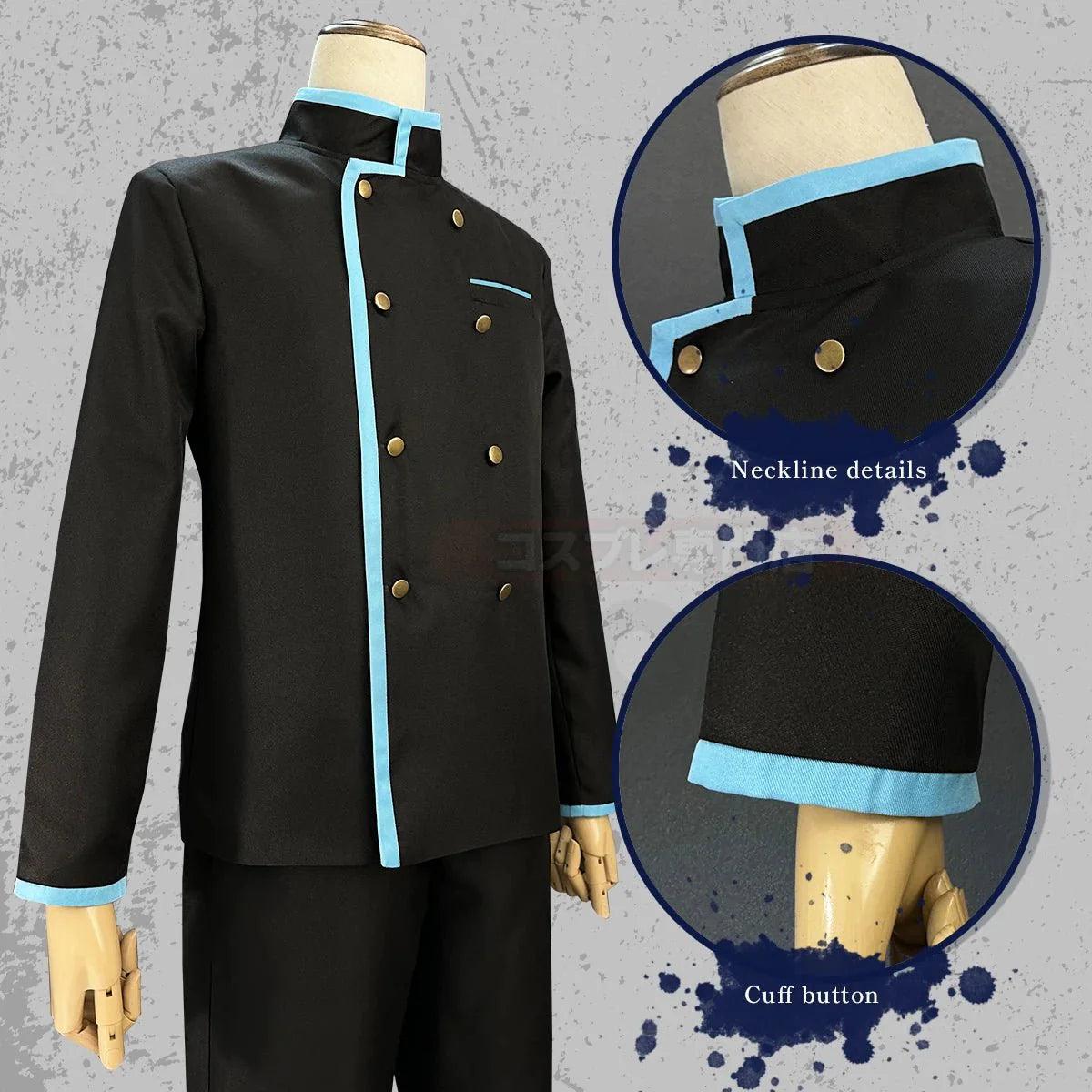 Blue Lock Anime Rin Itoshi Cosplay Costume Wig High School Uniform DK Embroidery Logo Coat Pants Rose Net Sythetic Fibers - Coscosmos