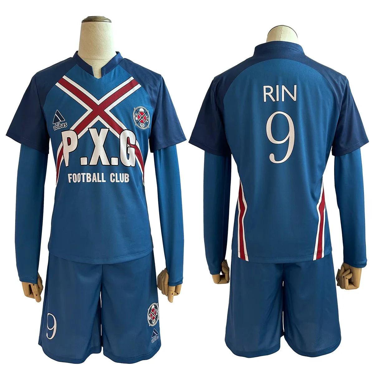 Blue Lock Anime Rin Itoshi Shidou Ryusei Charles Karasu Cosplay Costume P.X.G Jersey Wig Embroidery Football Uniform - Coscosmos