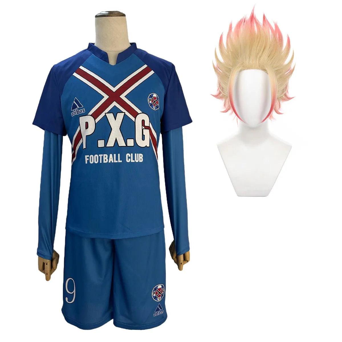 Blue Lock Anime Rin Itoshi Shidou Ryusei Charles Karasu Cosplay Costume P.X.G Jersey Wig Embroidery Football Uniform - Coscosmos