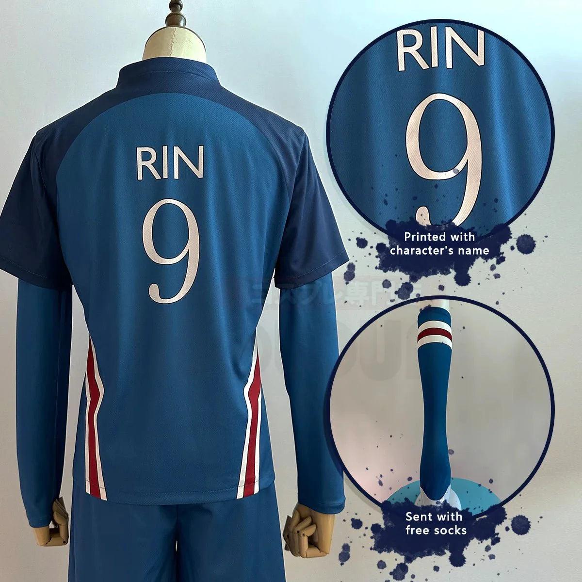 Blue Lock Anime Rin Itoshi Shidou Ryusei Charles Karasu Cosplay Costume P.X.G Jersey Wig Embroidery Football Uniform - Coscosmos