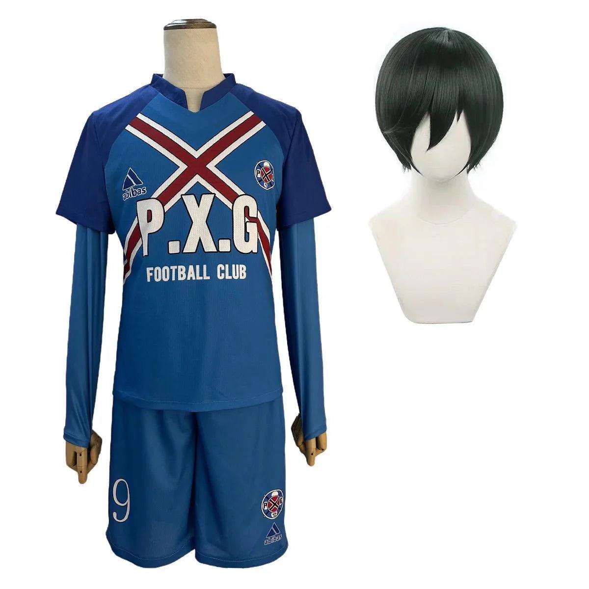 Blue Lock Anime Rin Itoshi Shidou Ryusei Charles Karasu Cosplay Costume P.X.G Jersey Wig Embroidery Football Uniform - Coscosmos