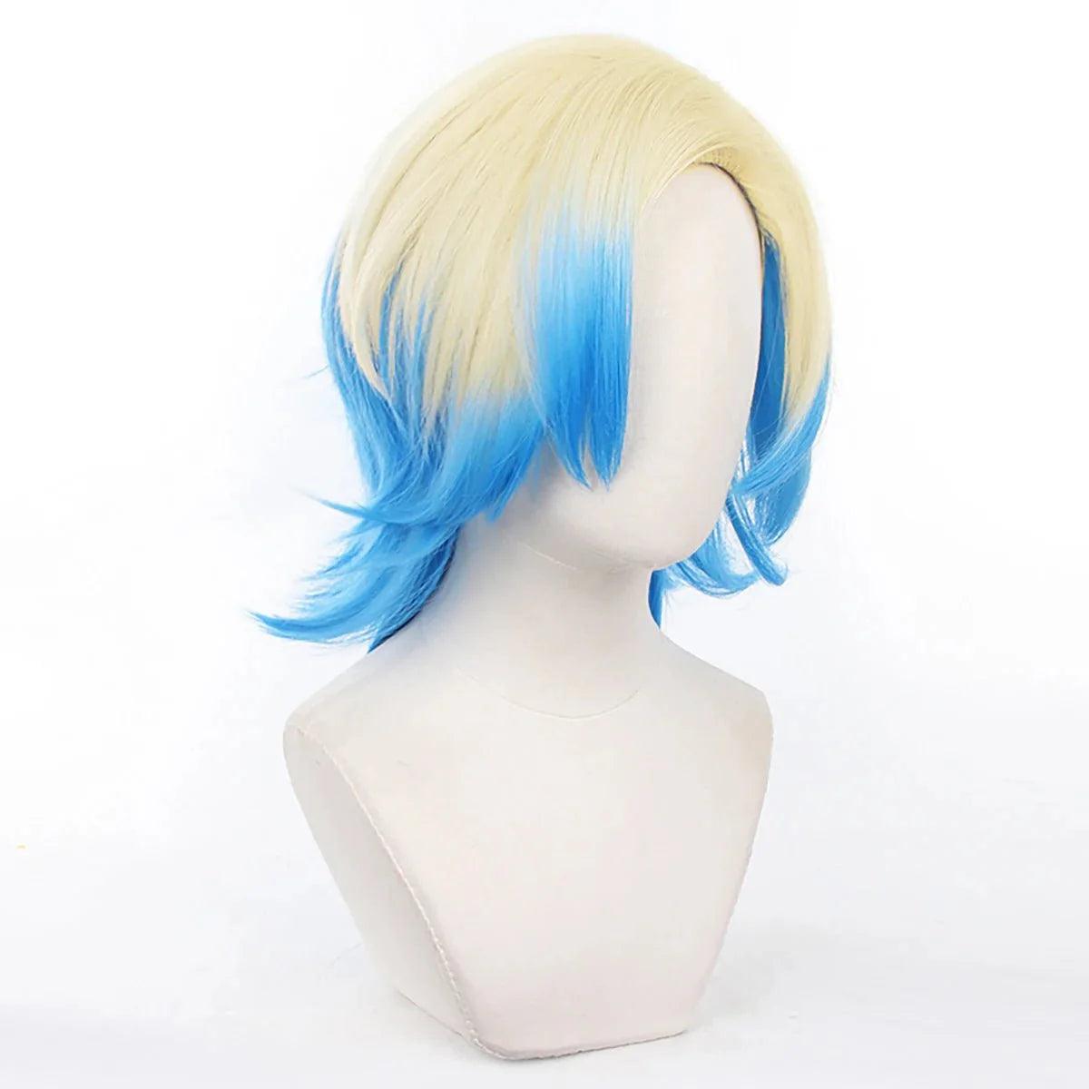 Blue Lock Manga Anime Cosplay Wig Kaiser No.10 Bastard Munchen Football Rose Net Sythnetic Fiber Adjustable Size Gradient - Coscosmos