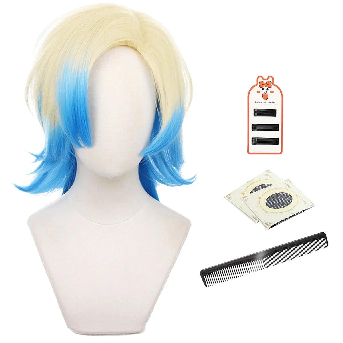 Blue Lock Manga Anime Cosplay Wig Kaiser No.10 Bastard Munchen Football Rose Net Sythnetic Fiber Adjustable Size Gradient - Coscosmos