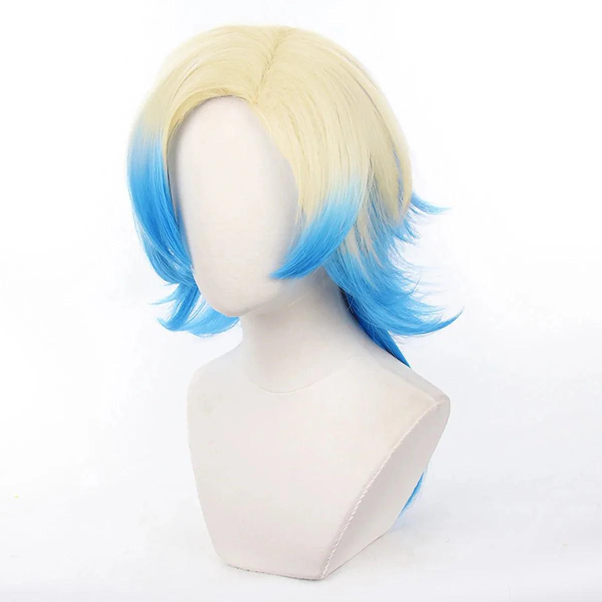 Blue Lock Manga Anime Cosplay Wig Kaiser No.10 Bastard Munchen Football Rose Net Sythnetic Fiber Adjustable Size Gradient - Coscosmos