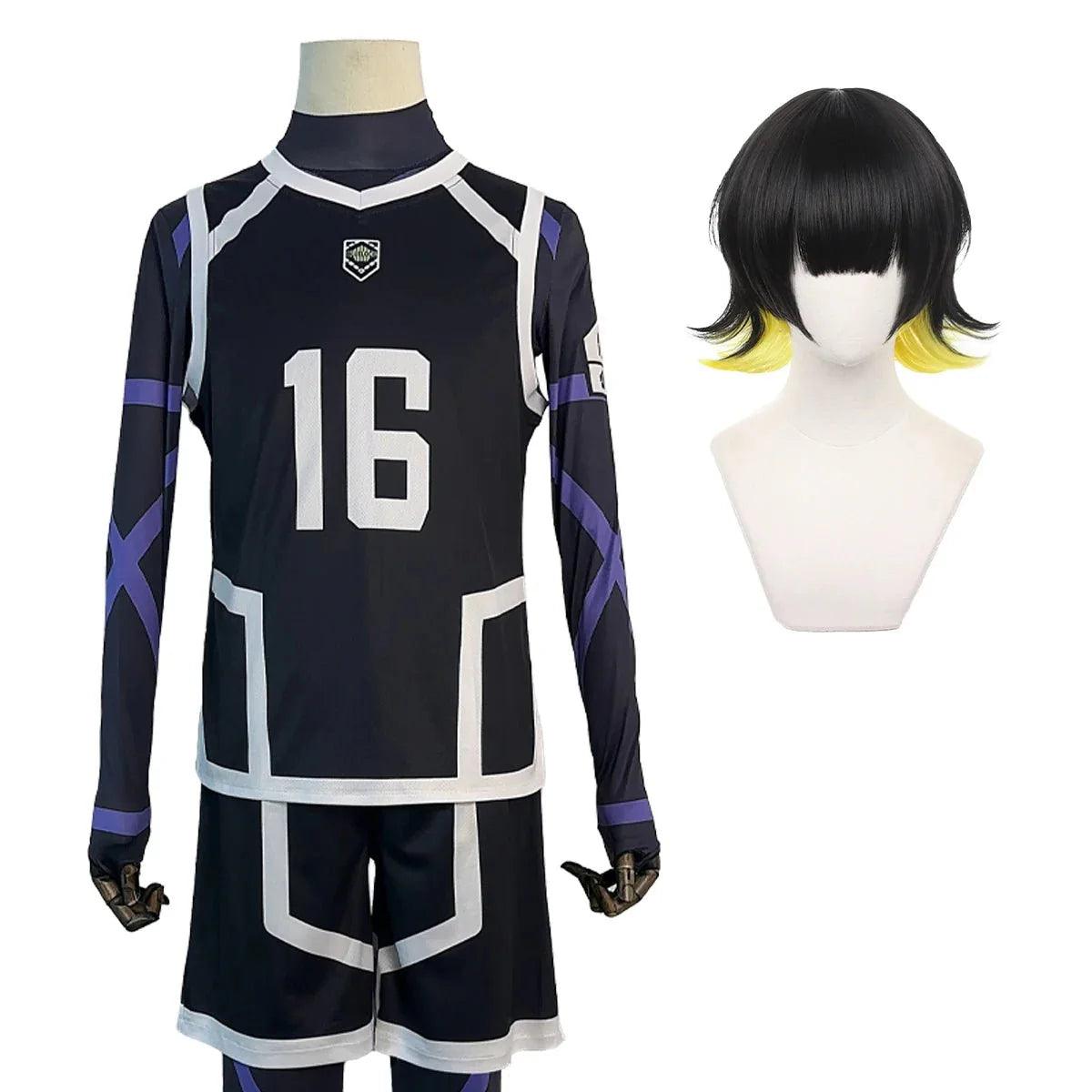 Blue Lock Season 2 Anime Bachira Cosplay Costume Wig NO.16 Training Jerseys 4PCS Football Uniform Daily Wear Cos Gift - Coscosmos