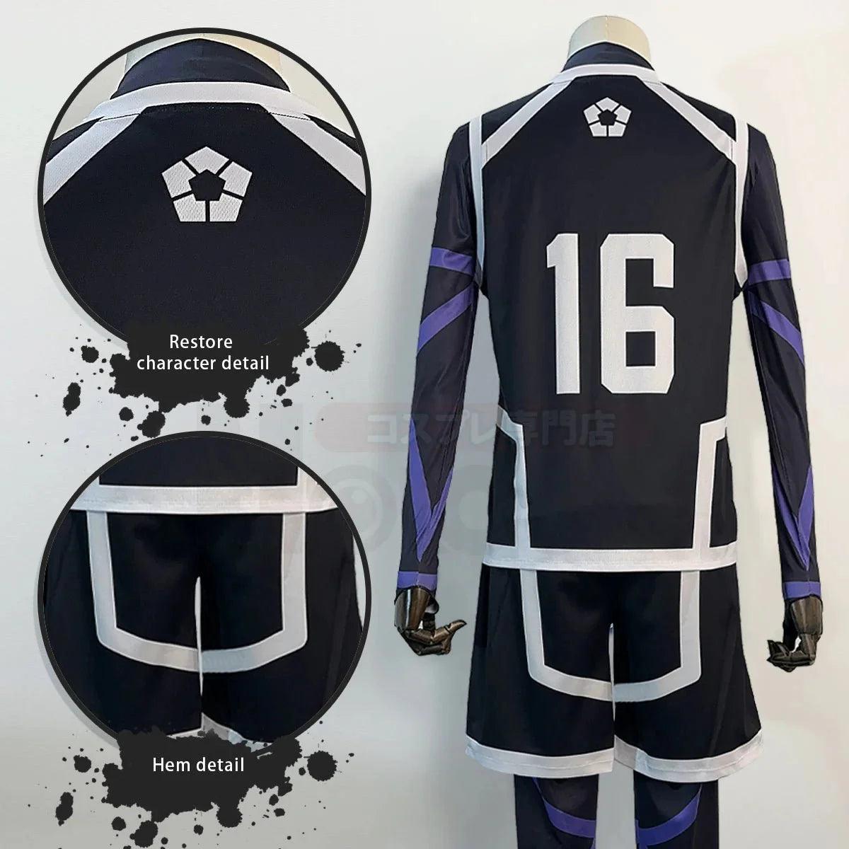 Blue Lock Season 2 Anime Bachira Cosplay Costume Wig NO.16 Training Jerseys 4PCS Football Uniform Daily Wear Cos Gift - Coscosmos