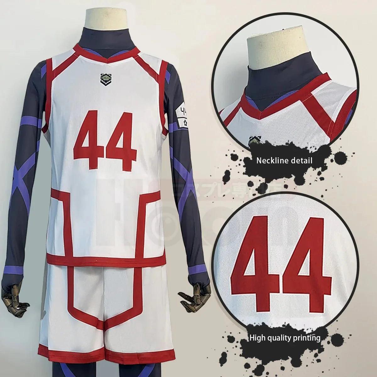 Blue Lock Season 2 Anime Chigiri Cosplay Costume Wig NO.44 Training Jerseys 4PCS Football Uniform Daily Wear Cos Gift - Coscosmos