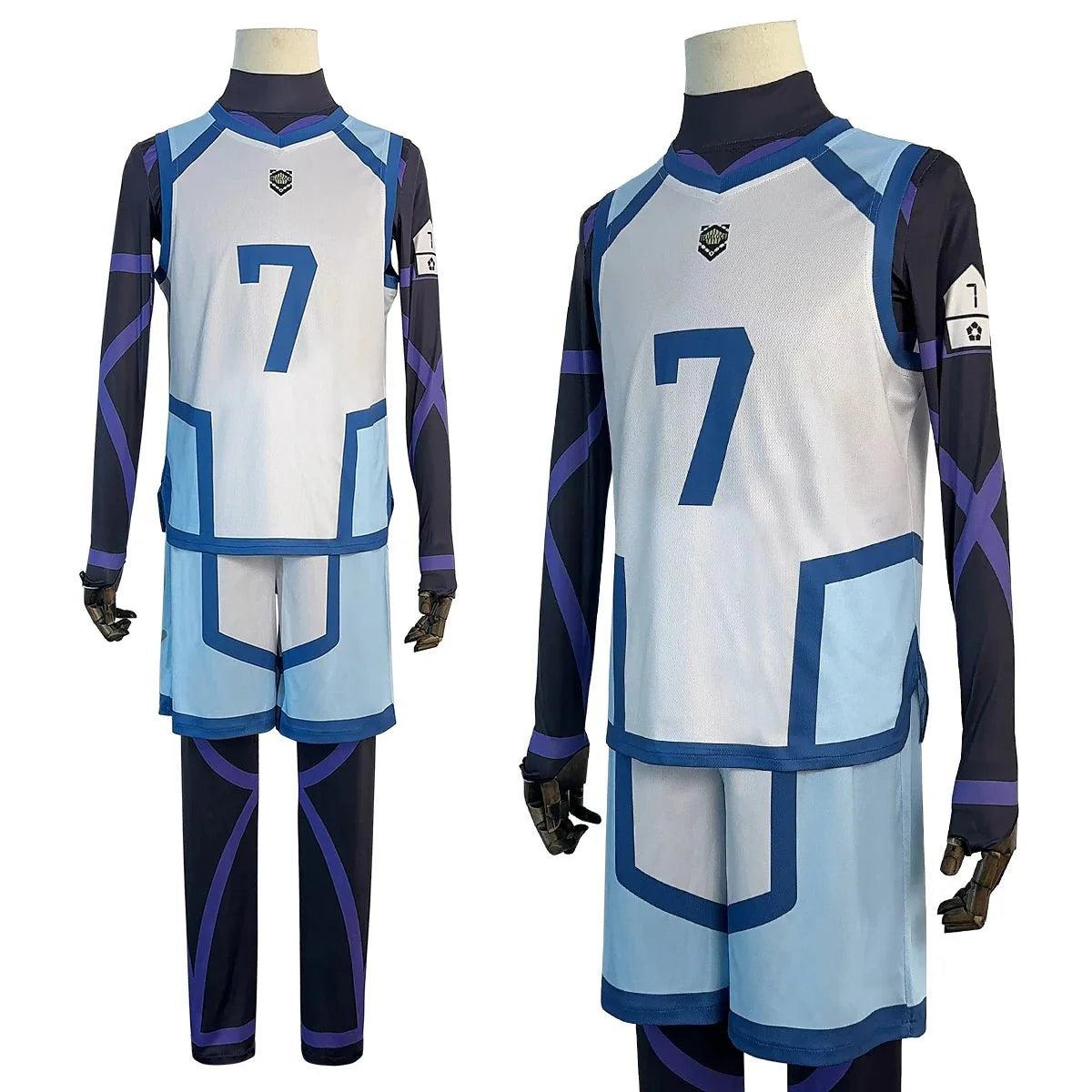 Blue Lock Season 2 Anime Nagi Cosplay Costume Wig NO.7 Training Jerseys 4PCS Football Uniform Daily Wear Cos Gift - Coscosmos