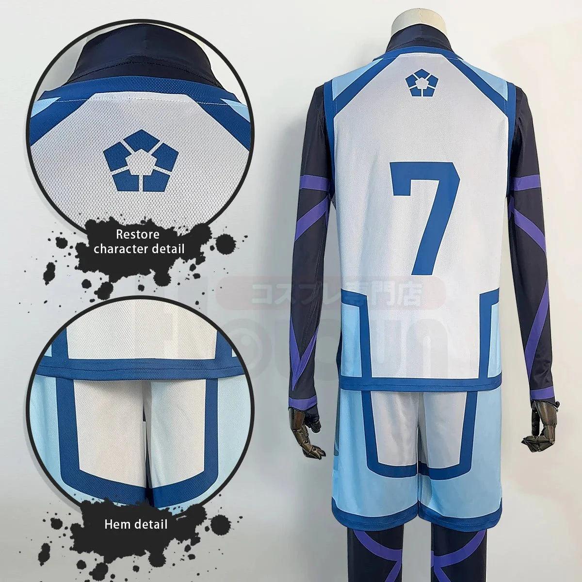 Blue Lock Season 2 Anime Nagi Cosplay Costume Wig NO.7 Training Jerseys 4PCS Football Uniform Daily Wear Cos Gift - Coscosmos