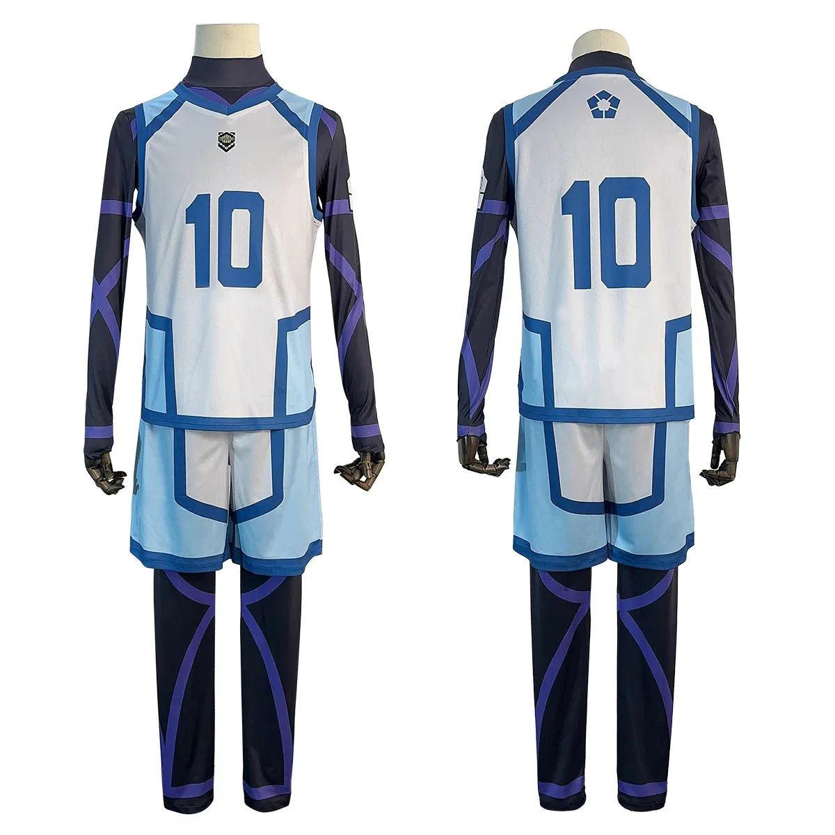 Blue Lock Season 2 Anime Reo Mikage Cosplay Costume Wig NO.10 Training Jerseys 4PCS Football Uniform Daily Wear Cos Gift - Coscosmos