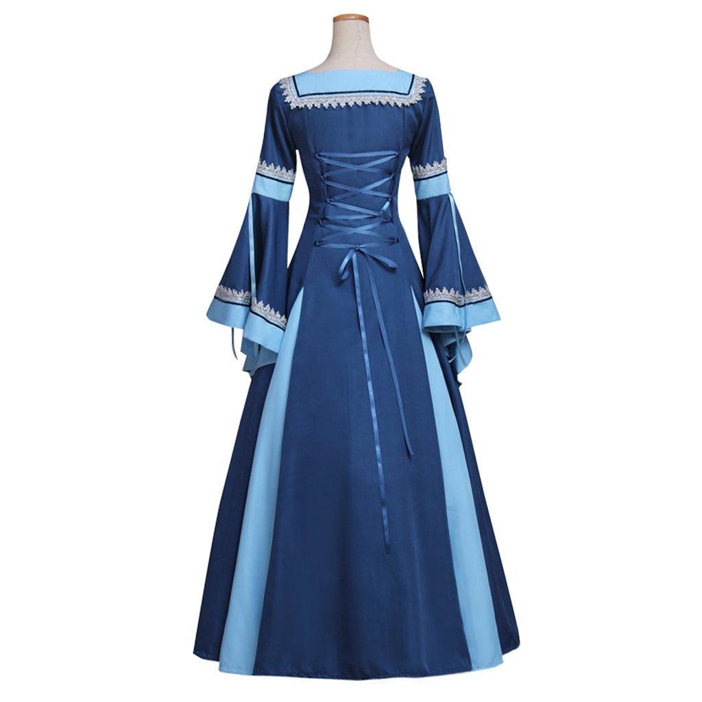 Blue Medieval Renaissance Gothic Victorian Dress Ball Gown Adult Halloween Cosplay Costume - Coscosmos