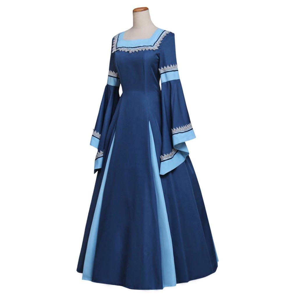 Blue Medieval Renaissance Gothic Victorian Dress Ball Gown Adult Halloween Cosplay Costume - Coscosmos