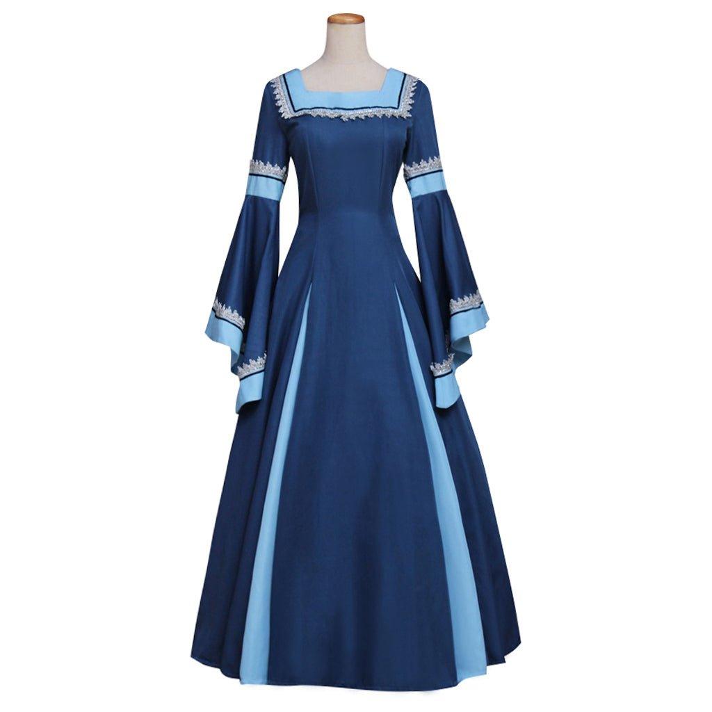 Blue Medieval Renaissance Gothic Victorian Dress Ball Gown Adult Halloween Cosplay Costume - Coscosmos