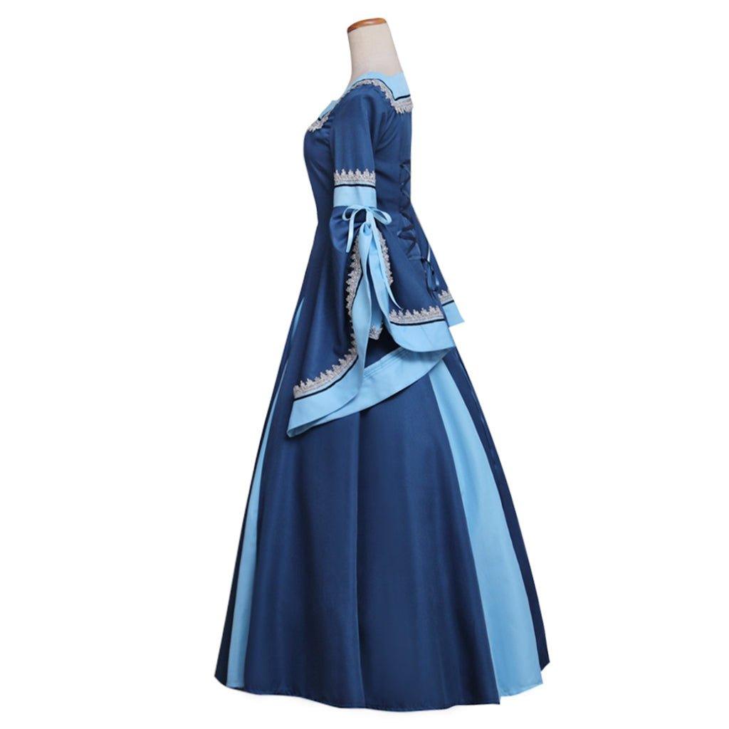 Blue Medieval Renaissance Gothic Victorian Dress Ball Gown Adult Halloween Cosplay Costume - Coscosmos