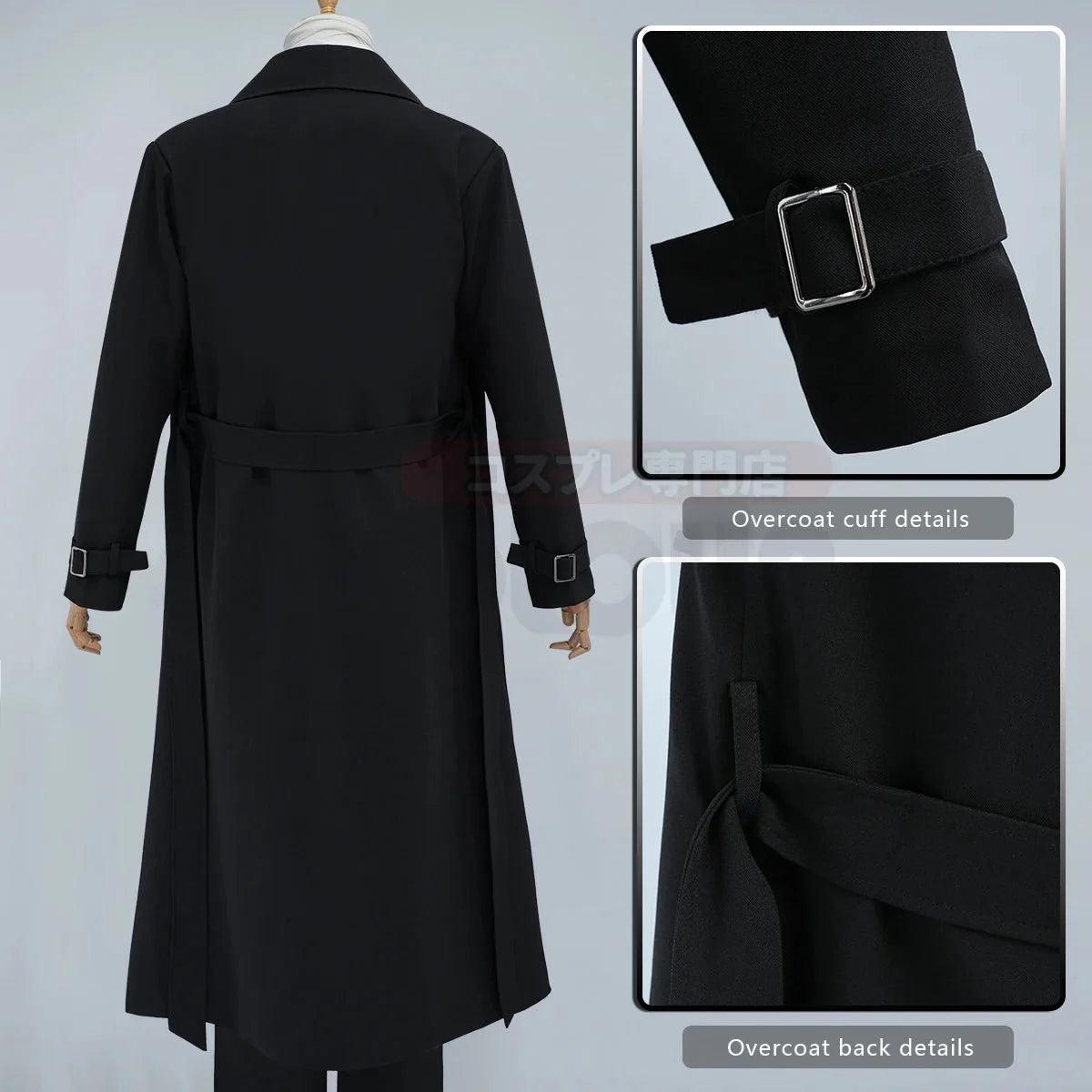 Bungo Anime Dazai Osamu Cosplay Costume Wig Black Lining Coat Elastic Pants Shirt Tie Daily Wearing Halloween Christmas - Coscosmos